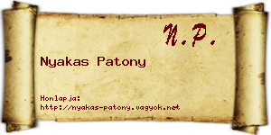 Nyakas Patony névjegykártya